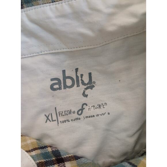 Ably Filium Activated Flannel Shirt Plaid Long Sleeve Blue Green Purple XL - Picture 4 of 10